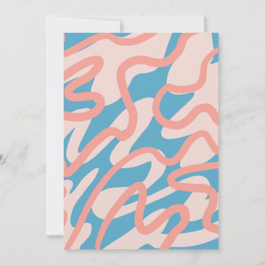 Invitation Bleu Abstrait Rétro tout en un Mariage budgétaire (Dos)