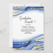 Invitation Bleu Alcool Encre Texture aquarelle graduation br (Devant)