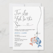 Invitation Bleu amusant Deux Poissons De Moins Dans Le Fiança (Devant)