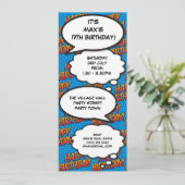 Invitation Bleu amusant Moderne Anniversaire de fête Comique  (Debout devant)