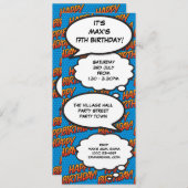 Invitation Bleu amusant Moderne Anniversaire de fête Comique  (Devant / Derrière)