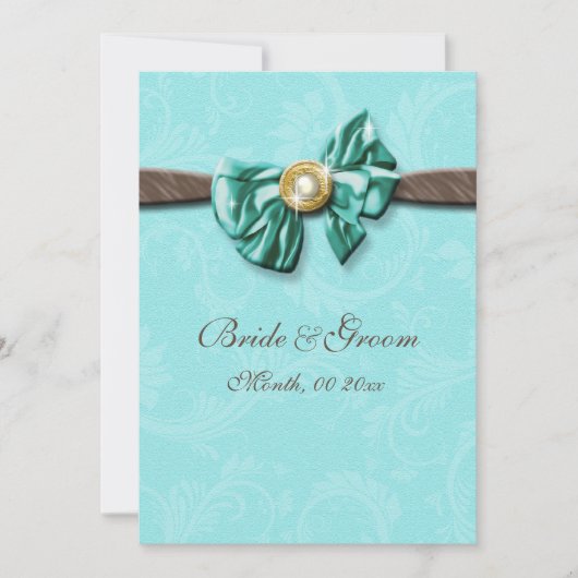 Invitation Bleu aqua brun gem arc floral (Devant)