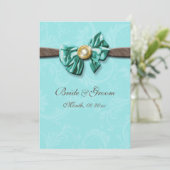 Invitation Bleu aqua brun gem arc floral (Debout devant)