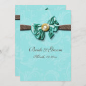 Invitation Bleu aqua brun gem arc floral (Devant / Derrière)