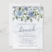 Invitation Bleu Aquarelle Bleu joli Fleurs d'Aquarelle Brunch (Devant)
