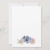 Invitation Bleu Aquarelle Coquillages Coral Starfish Mariage (Dos)