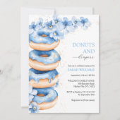 Invitation Bleu Aquarelle Donuts et Diapers Baby shower garço (Devant)