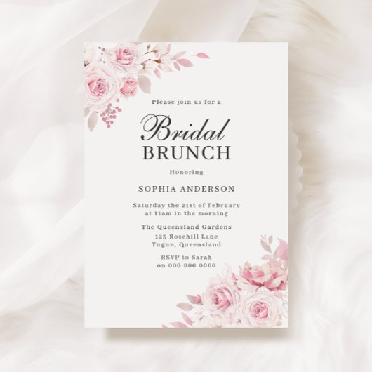 Invitation Bleu Aquarelle Fête des mariées Florale Brunch