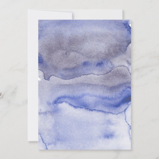 Invitation Bleu Aquarelle Floral Script Retraite (Dos)