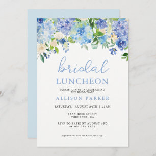 Invitation Bleu aquarelle Hydrangea Floral Bridal Luncheon