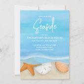 Invitation Bleu Aquarelle Plage Côtière Nautique Whimsical (Devant)