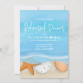 Invitation Bleu aquarelle Plage Dîner de répétition Code QR (Devant)