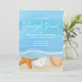Invitation Bleu aquarelle Plage Dîner de répétition Code QR (Debout devant)