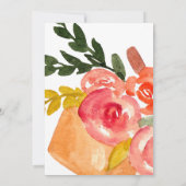 Invitation Bleu Aquarelle Vélo Fête des mariées Florale Invit (Dos)