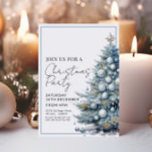 Invitation Bleu Arbre de Noël Argent Baubles Fête