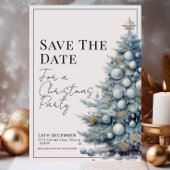 Invitation Bleu Arbre de Noël Baubles Argent Enregistrer la d