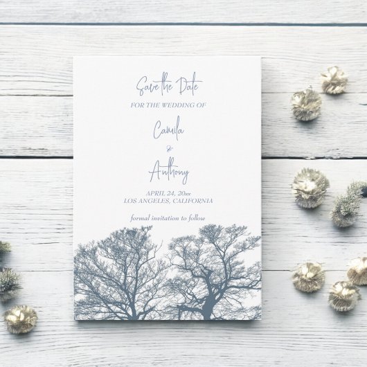 Invitation Bleu Arbres du fond Mariage de Boho Tropical