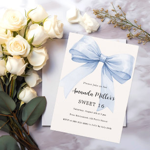 Invitation Bleu arc crème beige élégant Sweet 16