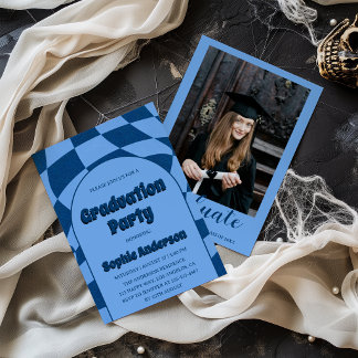 Invitation Bleu Arche Moderne avec Photo Fête de Remise des D