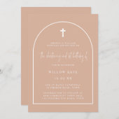 Invitation Bleu Arche Rose Christening & 1er Anniversaire (Devant / Derrière)