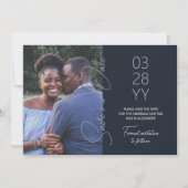 Invitation Bleu ardoise, mariage gris bleu Enregistrer la dat (Devant)