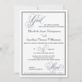 Invitation Bleu ardoise Script officiel Mariage religieux (Devant)