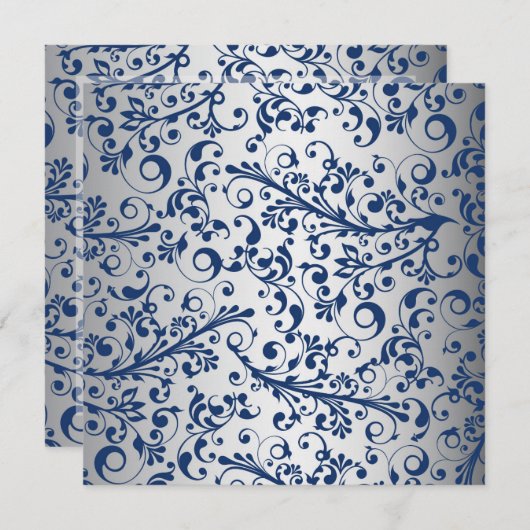 Invitation Bleu argent (Devant / Derrière)