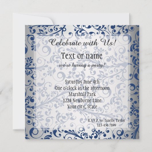 Invitation Bleu argent (Dos)
