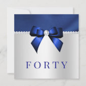 Invitation Bleu, argent et diamants 40e anniversaire (Devant)