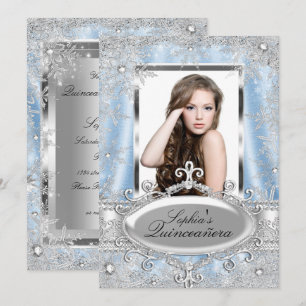 Invitation Bleu Argent Étincelle Joyau Flocon de neige Quince
