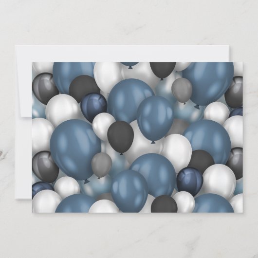 Invitation Bleu argent noir et blanc 60e anniversaire photo (Dos)