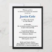 Invitation Bleu/Argent sur Black Bar Mitzvah (Devant)