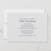 Invitation Bleu Argent Varsity 2019 Graduation Trois Photo (Dos)