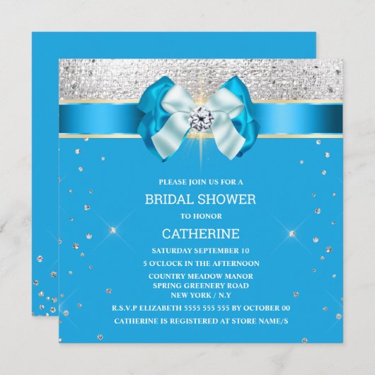Invitation Bleu argenté brimmer arc scintillant parties scint (Devant / Derrière)