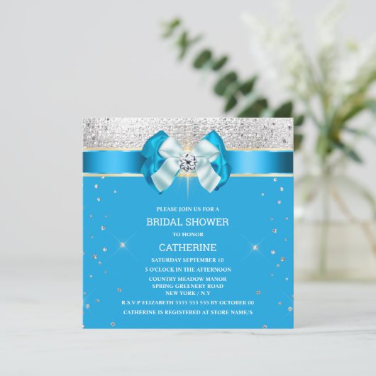 Invitation Bleu argenté brimmer arc scintillant parties scint (Debout devant)