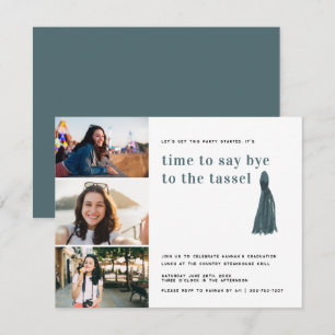 Invitation Bleu   Au revoir au cordon de graduation Photo Par