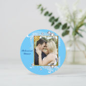 Invitation Bleu avec cadre Couple Diamonds Dîner de répétitio (Debout devant)