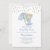 Invitation Bleu Avril Douches Apportent le Baby shower de Fle (Devant)