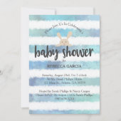 Invitation Bleu baby shower Bleu Aquarelle blanche Bleu (Devant)