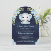 Invitation Bleu Baby shower bleu marine de l'arc floral (Debout devant)