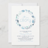 Invitation Bleu | Baby shower Couples garçons mignons (Devant)