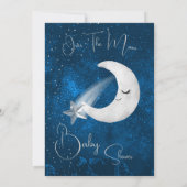 Invitation Bleu baby shower Sur La Lune Mignonne (Dos)