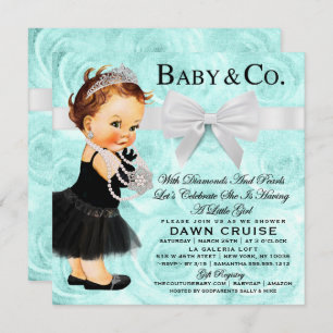 Invitation Bleu Baby shower Vintage