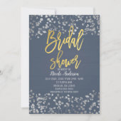 Invitation Bleu Baby's Breath Moderne Mariage Dorure sur Papi (Devant)