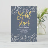 Invitation Bleu Baby's Breath Moderne Mariage Dorure sur Papi (Debout devant)