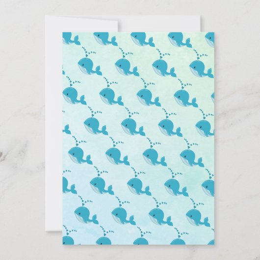 Invitation Bleu baleine marine typographie océan bébé garçon  (Dos)