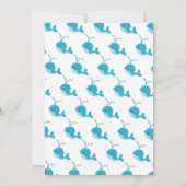 Invitation Bleu baleine vert typographie bébé garçon douche (Dos)