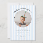 Invitation Bleu Bande Photo Anniversaire (Devant)
