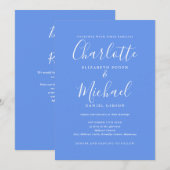 Invitation Bleu Barbeau Élégant Mariage Moderne Code QR (Devant / Derrière)