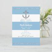 Invitation Bleu barbeau et rayures blanches Ancrage Diamant (Debout devant)